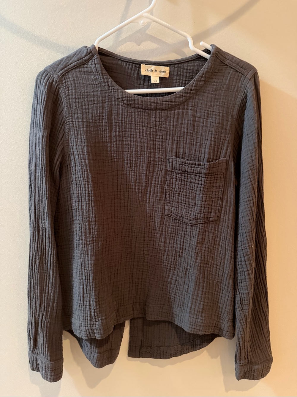 Cloth & Stone Gray Gauze Long Sleeve Top – XS